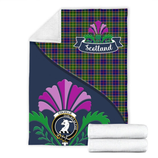 Colville Clan Blanket, Scottish Tartan Colville Clans Blanket Scotland Thistle Style - Image 2