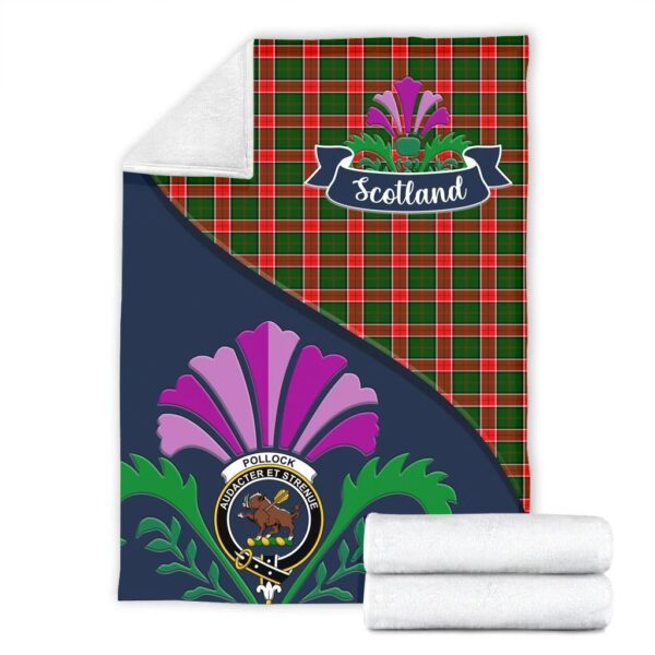 Pollock Clan Blanket, Scottish Tartan Pollock Clans Blanket Scotland Thistle Style - Image 2