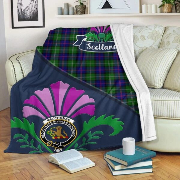 MacThomas Clan Blanket, Scottish Tartan MacThomas Clans Blanket Scotland Thistle Style