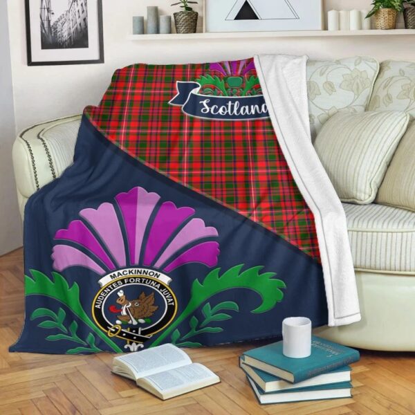 MacKinnon Clan Blanket, Scottish Tartan MacKinnon Clans Blanket Scotland Thistle Style