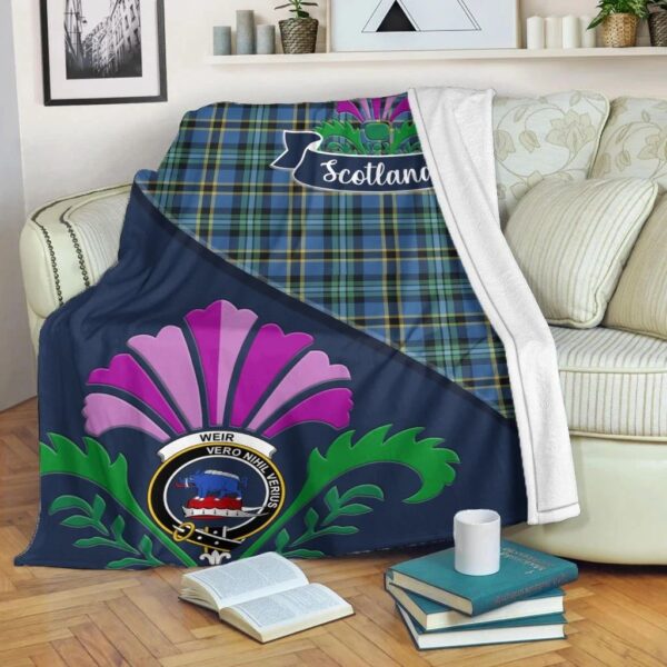 Weir Clan Blanket, Scottish Tartan Weir Clans Blanket Scotland Thistle Style