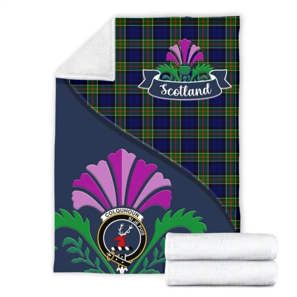 Colquhoun Clan Blanket, Scottish Tartan Colquhoun Clans Blanket Scotland Thistle Style - Image 2