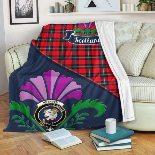 Ruthven Clan Blanket, Scottish Tartan Ruthven Clans Blanket Scotland Thistle Style