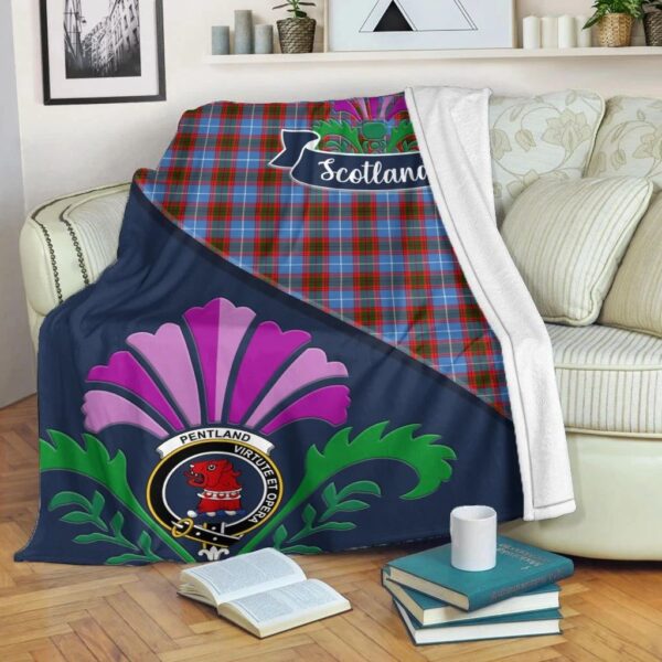 Pentland Clan Blanket, Scottish Tartan Pentland Clans Blanket Scotland Thistle Style