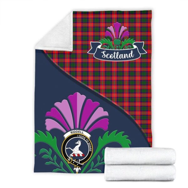 Riddell Clan Blanket, Scottish Tartan Riddell Clans Blanket Scotland Thistle Style - Image 2