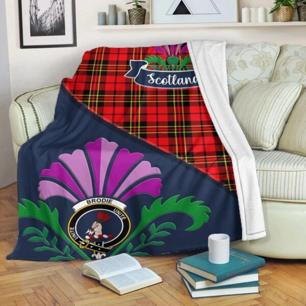 Brodie Clan Blanket, Scottish Tartan Brodie Clans Blanket Scotland Thistle Style