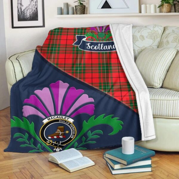 MacAulay Clan Blanket, Scottish Tartan MacAulay Clans Blanket Scotland Thistle Style