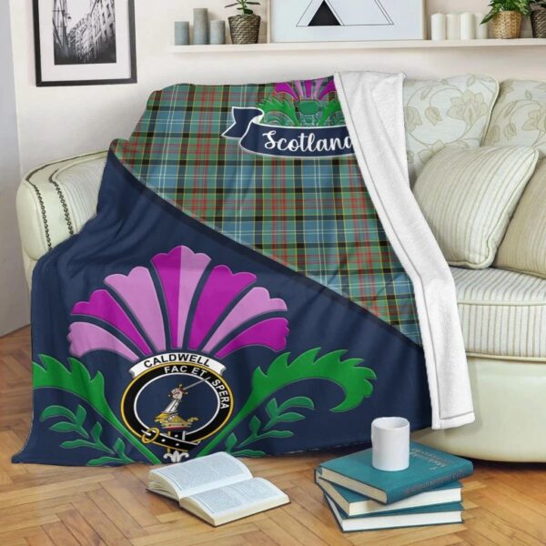 Caldwell Clan Blanket, Scottish Tartan Caldwell Clans Blanket Scotland Thistle Style