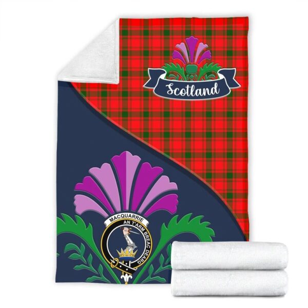 MacQuarrie Clan Blanket, Scottish Tartan MacQuarrie Clans Blanket Scotland Thistle Style - Image 2