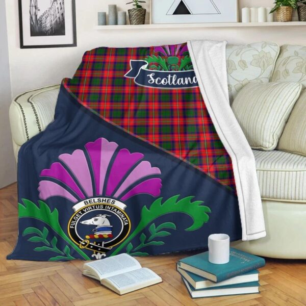 Belshes Clan Blanket, Scottish Tartan Belshes Clans Blanket Scotland Thistle Style