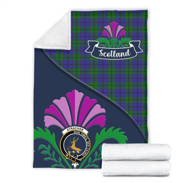 Strachan Clan Blanket, Scottish Tartan Strachan Clans Blanket Scotland Thistle Style - Image 2