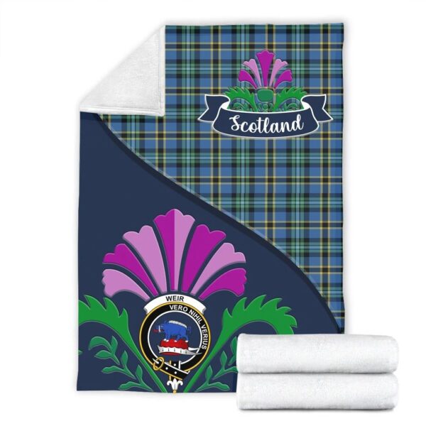 Weir Clan Blanket, Scottish Tartan Weir Clans Blanket Scotland Thistle Style - Image 2