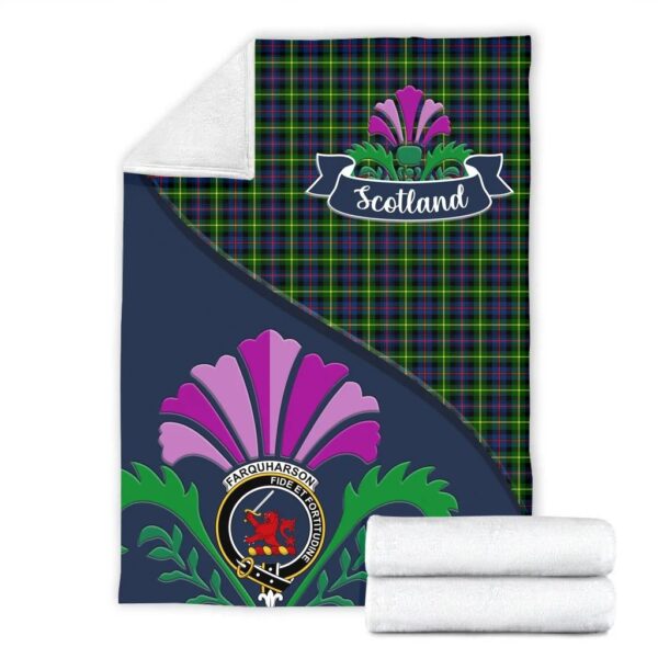 Farquharson Clan Blanket, Scottish Tartan Farquharson Clans Blanket Scotland Thistle Style - Image 2