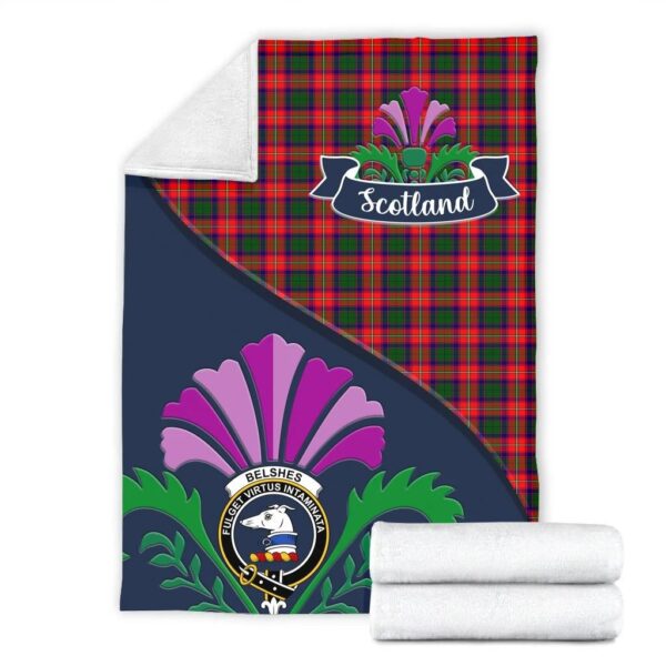 Belshes Clan Blanket, Scottish Tartan Belshes Clans Blanket Scotland Thistle Style - Image 2