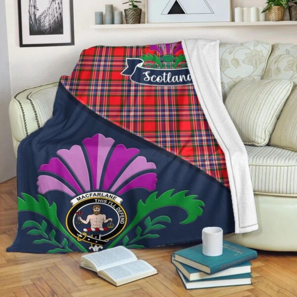 MacFarlane Clan Blanket, Scottish Tartan MacFarlane Clans Blanket Scotland Thistle Style