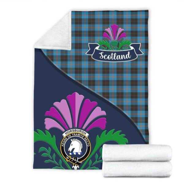 Horsburgh Clan Blanket, Scottish Tartan Horsburgh Clans Blanket Scotland Thistle Style - Image 2