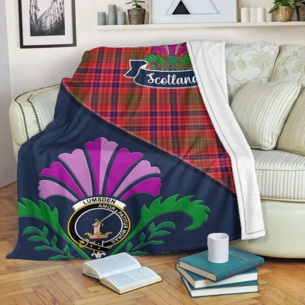 Lumsden Clan Blanket, Scottish Tartan Lumsden Clans Blanket Scotland Thistle Style