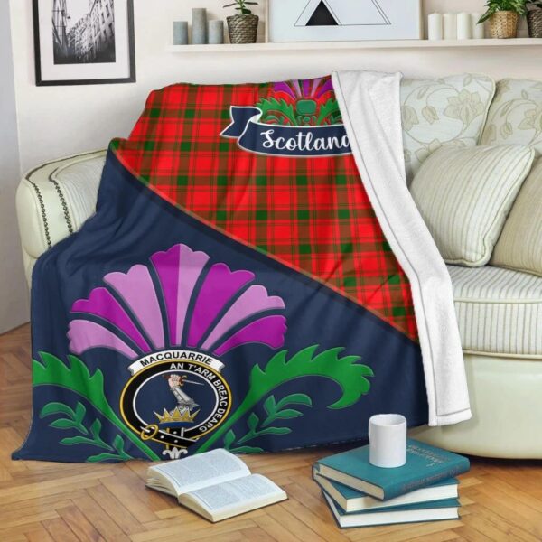 MacQuarrie Clan Blanket, Scottish Tartan MacQuarrie Clans Blanket Scotland Thistle Style