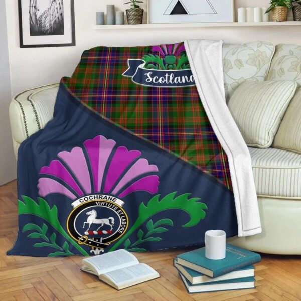 Cochrane Clan Blanket, Scottish Tartan Cochrane Clans Blanket Scotland Thistle Style