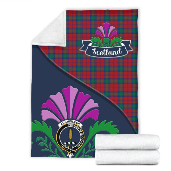 Auchinleck Clan Blanket, Scottish Tartan Auchinleck Clans Blanket Scotland Thistle Style - Image 2