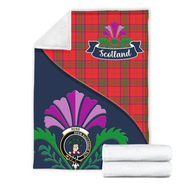 Ross Clan Blanket, Scottish Tartan Ross Clans Blanket Scotland Thistle Style - Image 2