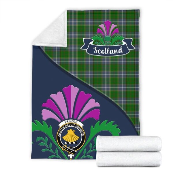 Pringle Clan Blanket, Scottish Tartan Pringle Clans Blanket Scotland Thistle Style - Image 2