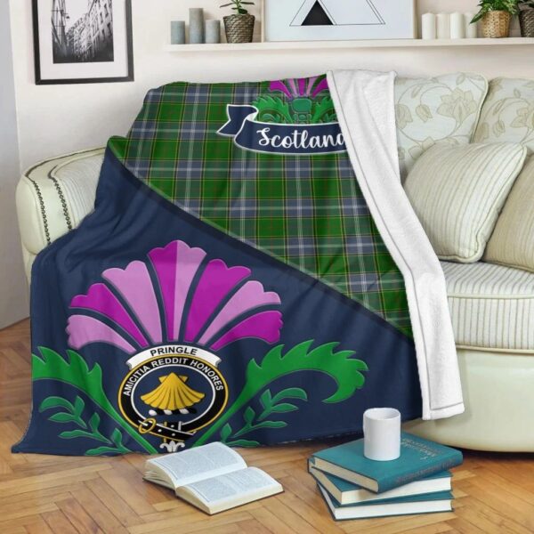 Pringle Clan Blanket, Scottish Tartan Pringle Clans Blanket Scotland Thistle Style