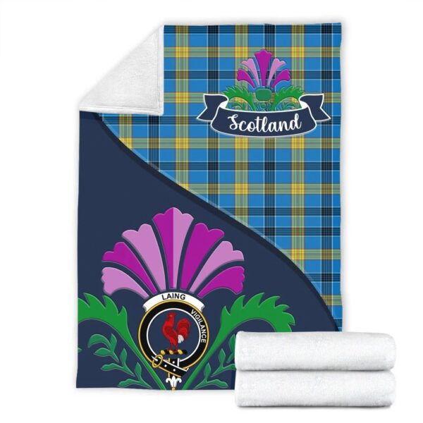 Laing Clan Blanket, Scottish Tartan Laing Clans Blanket Scotland Thistle Style - Image 2