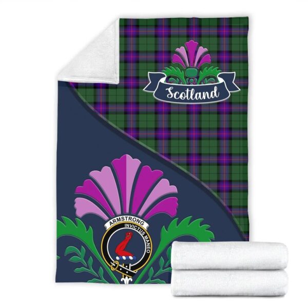 Armstrong Clan Blanket, Scottish Tartan Armstrong Clans Blanket Scotland Thistle Style - Image 2