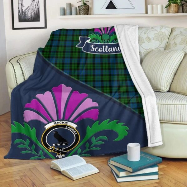 MacKie Clan Blanket, Scottish Tartan MacKie Clans Blanket Scotland Thistle Style