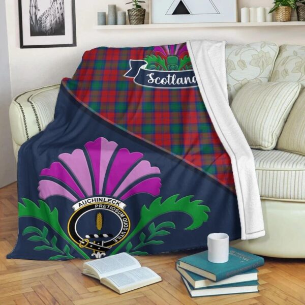 Auchinleck Clan Blanket, Scottish Tartan Auchinleck Clans Blanket Scotland Thistle Style