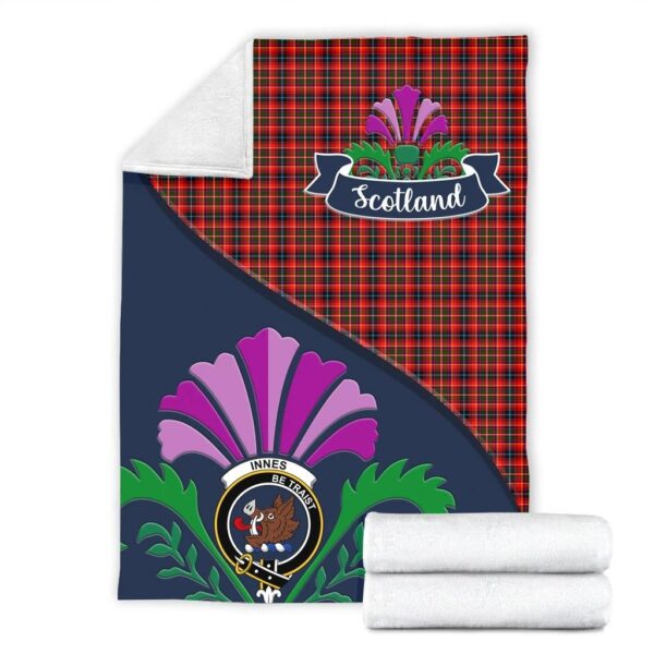 Innes Clan Blanket, Scottish Tartan Innes Clans Blanket Scotland Thistle Style - Image 2