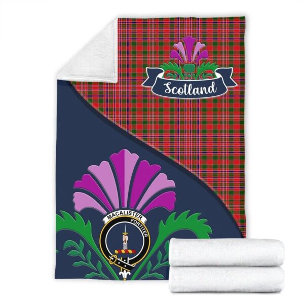 MacAlister Clan Blanket, Scottish Tartan MacAlister Clans Blanket Scotland Thistle Style - Image 2