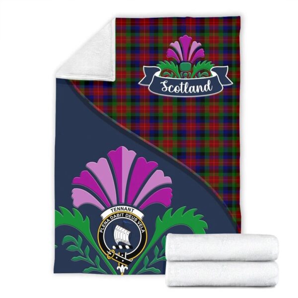 Tennant Clan Blanket, Scottish Tartan Tennant Clans Blanket Scotland Thistle Style - Image 2