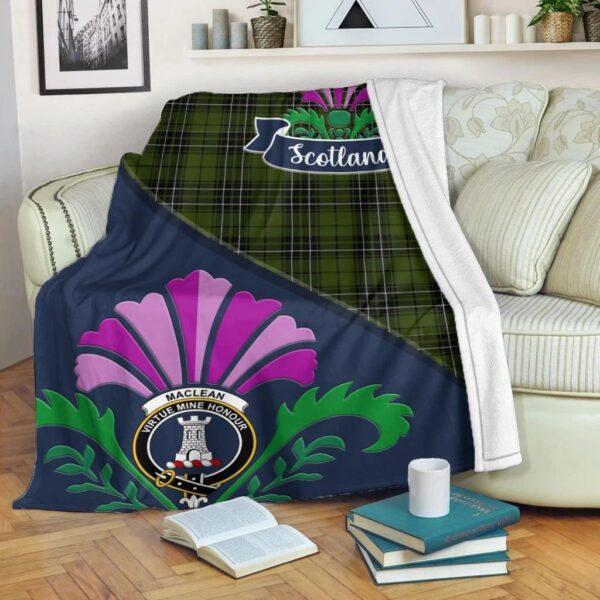 MacLean Clan Blanket, Scottish Tartan MacLean Clans Blanket Scotland Thistle Style