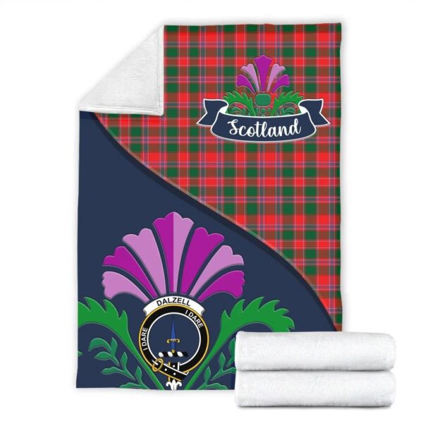 Dalziel Clan Blanket, Scottish Tartan Dalziel Clans Blanket Scotland Thistle Style - Image 2