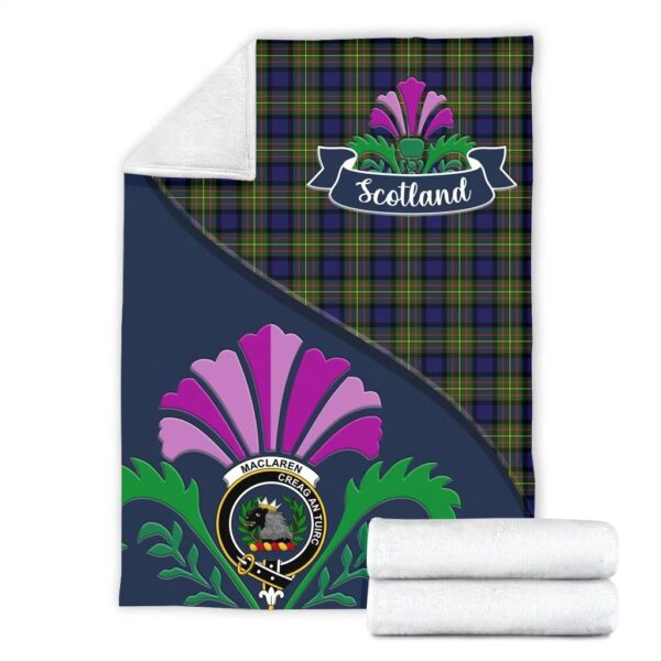 MacLaren Clan Blanket, Scottish Tartan MacLaren Clans Blanket Scotland Thistle Style - Image 2