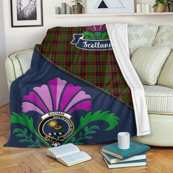 Buchanan Clan Blanket, Scottish Tartan Buchanan Clans Blanket Scotland Thistle Style