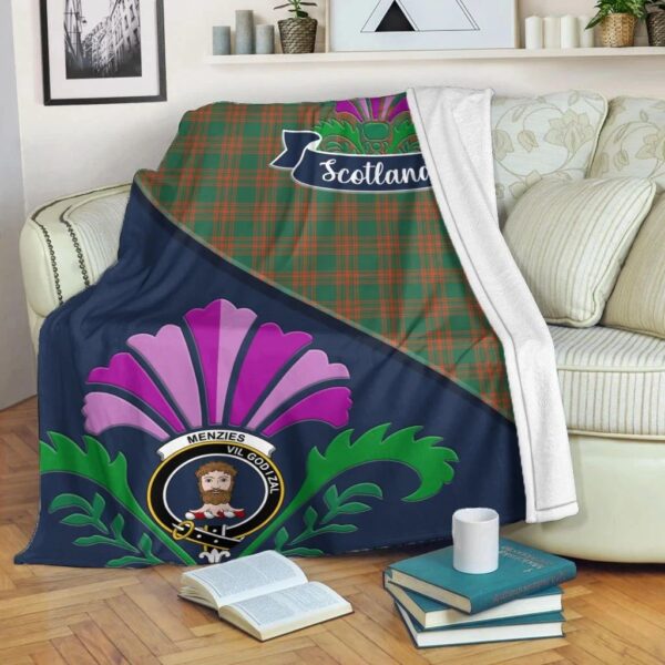 Menzies Clan Blanket, Scottish Tartan Menzies Clans Blanket Scotland Thistle Style