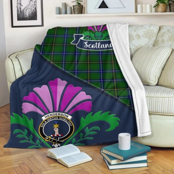 Henderson Clan Blanket, Scottish Tartan Henderson Clans Blanket Scotland Thistle Style