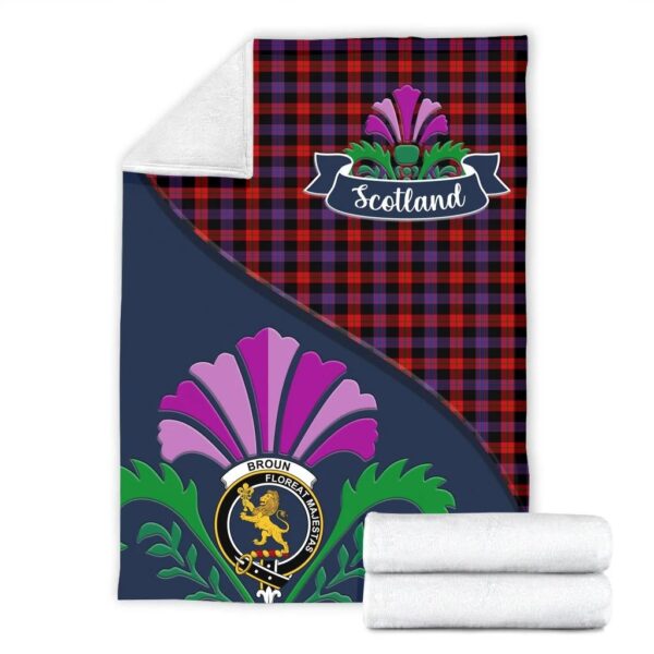 Broun Clan Blanket, Scottish Tartan Broun Clans Blanket Scotland Thistle Style - Image 2