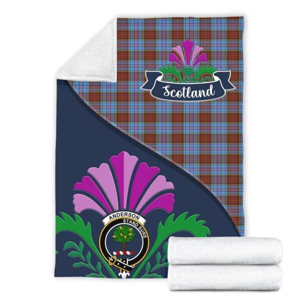 Anderson Clan Blanket, Scottish Tartan Anderson Clans Blanket Scotland Thistle Style - Image 2