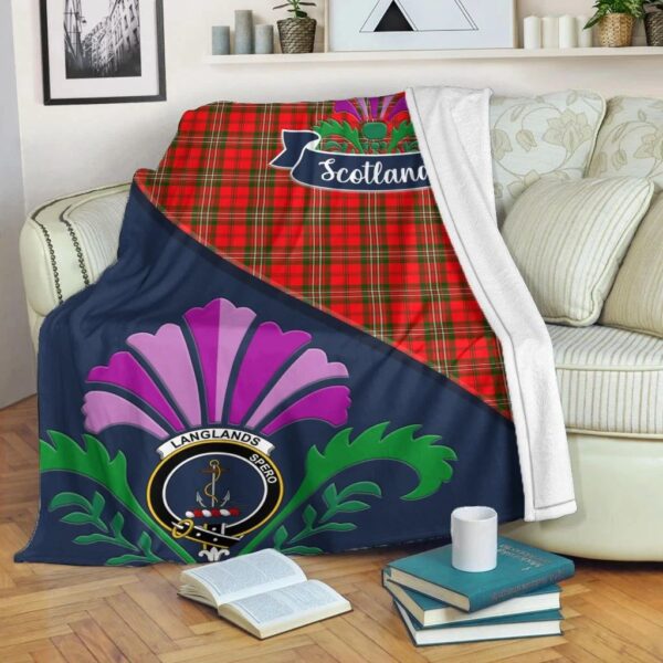 Langlands Clan Blanket, Scottish Tartan Langlands Clans Blanket Scotland Thistle Style