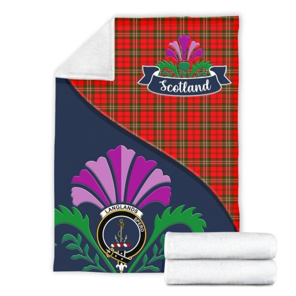 Langlands Clan Blanket, Scottish Tartan Langlands Clans Blanket Scotland Thistle Style - Image 2