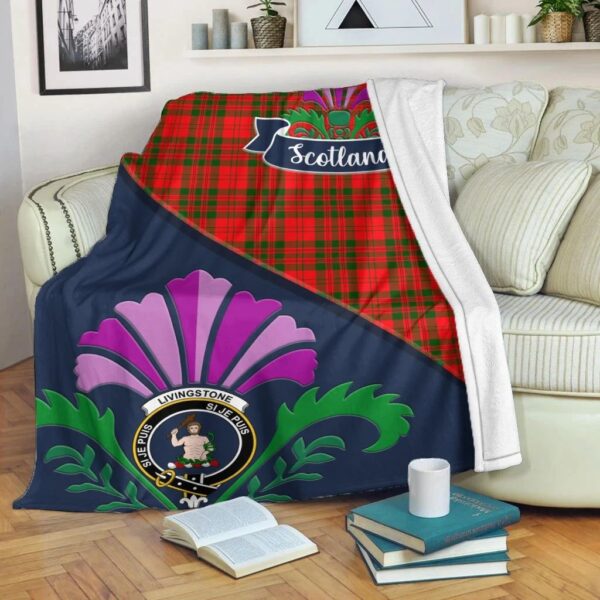 Livingstone Clan Blanket, Scottish Tartan Livingstone Clans Blanket Scotland Thistle Style