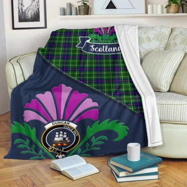 Duncan Clan Blanket, Scottish Tartan Duncan Clans Blanket Scotland Thistle Style