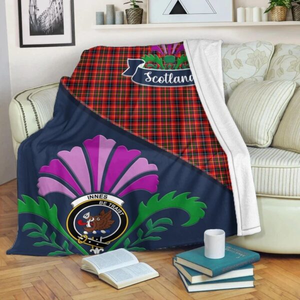 Innes Clan Blanket, Scottish Tartan Innes Clans Blanket Scotland Thistle Style