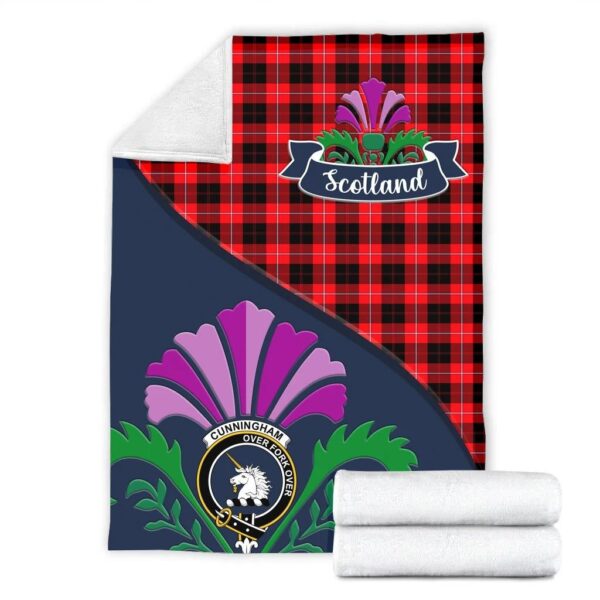 Cunningham Clan Blanket, Scottish Tartan Cunningham Clans Blanket Scotland Thistle Style - Image 2