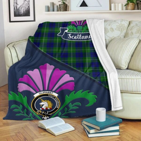 Oliphant Clan Blanket, Scottish Tartan Oliphant Clans Blanket Scotland Thistle Style