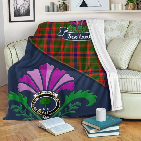 Kinninmont Clan Blanket, Scottish Tartan Kinninmont Clans Blanket Scotland Thistle Style